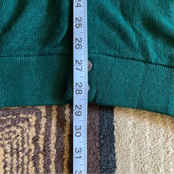 Vintage Izod Crest Logo Acrylic Cardigan Sweater Sz L USA Made Forest Green - Picture 8 of 8